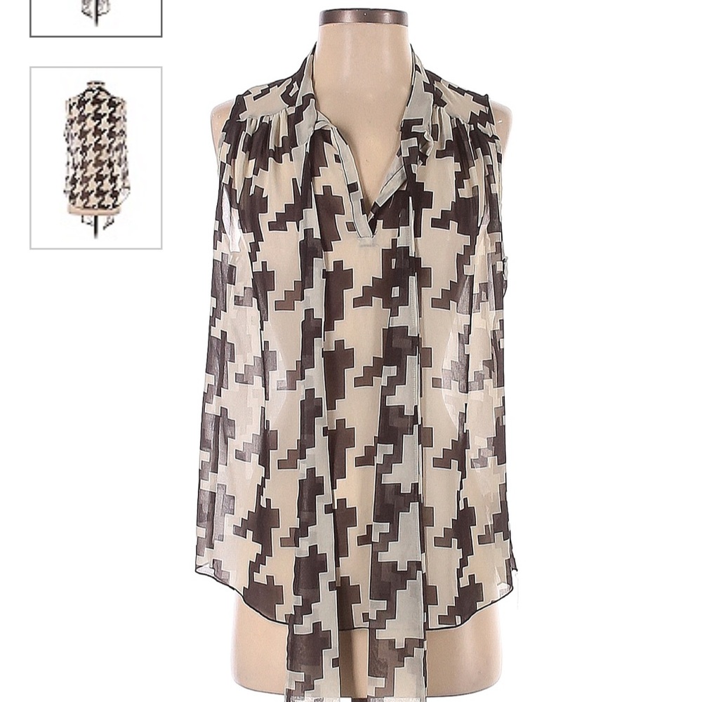Houndstooth sleeveless blouse